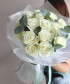 15 белых роз Мондиаль с эвкалиптом №3573