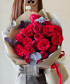 19 пионовидных роз Ред Пиано в букете Габриэль №9442