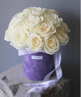 "Сиам" Бокс с пионовидной белой розой №3552