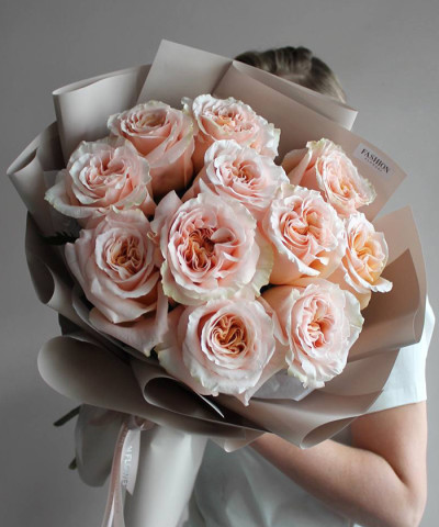 11 персиковых роз Экстра Шиммер №5651