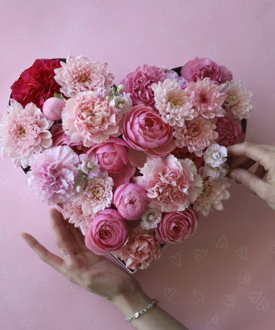 Сердце цветочное, сезонный состав №4822