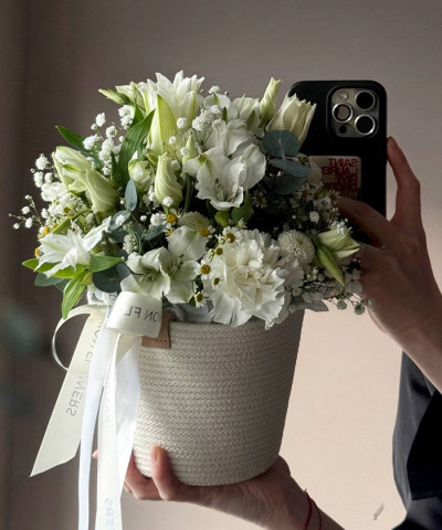 "Поляна" лукошко с цветами №6566