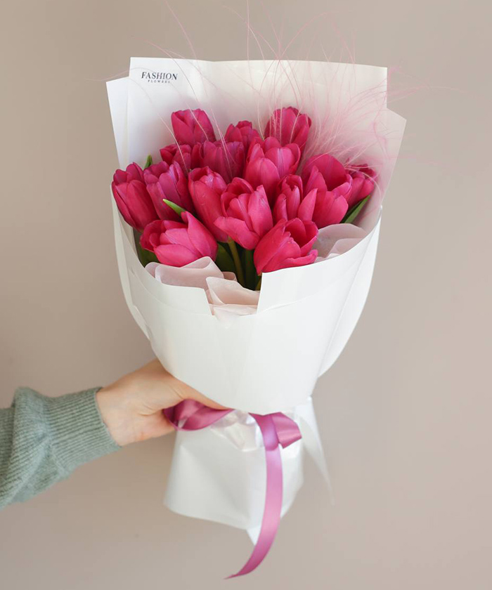 15 розовых тюльпанов Бьюти №6474