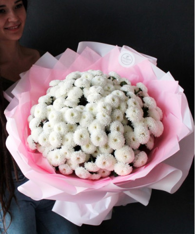 25 белых кустовых хризантем Коконат №2981