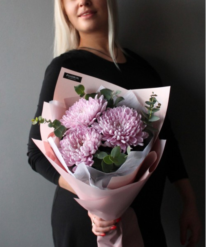 3 розовые хризантемы Россано №2587