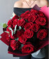 25 красных роз Эксплорер с эвкалиптом №3096