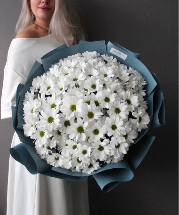 15 белых ромашковых хризантем Кеннеди №3102