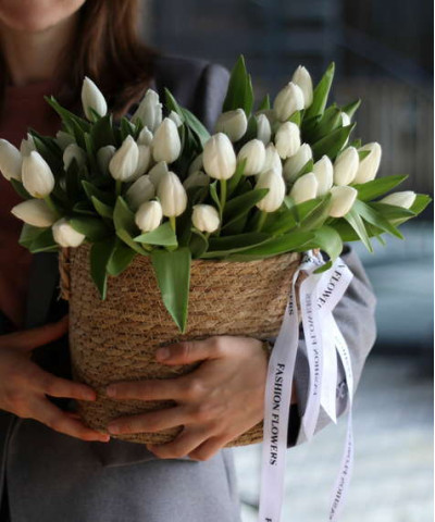 Тюльпаны белые, в ассортименте