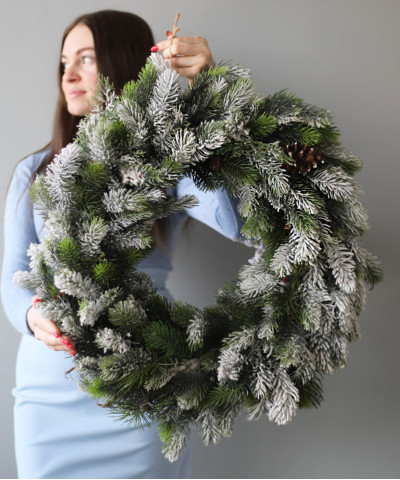 Венок "Снежный лес", силикон 40 см