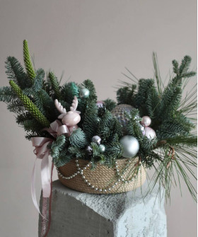 "Рудольф" хвойная, интерьерная композиция №0349