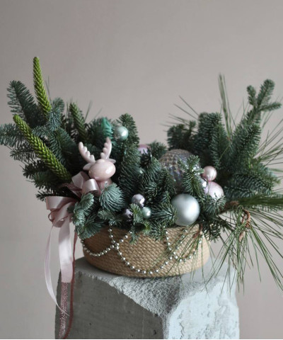 "Рудольф" хвойная, интерьерная композиция №0349
