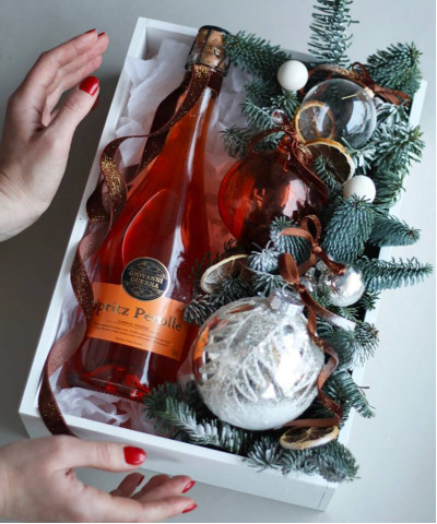 "Апельсиновое настроение" подарочный набор с вином №3444