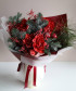 Авторский зимний букет с красными амариллисами Дабл Кинг №7450