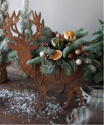  Композиция "Рождественский олень", 37 см