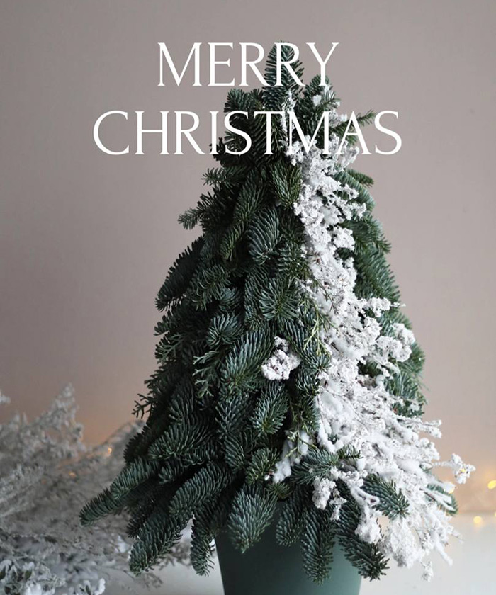 Ель ручной работы из нобилиса и заснеженных ветвей «Зимний сон» №9683