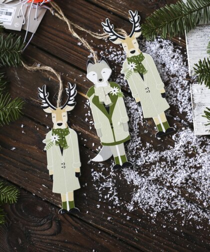 Елочное украшение Лиса 15 см дерево