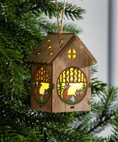 Ёлочное украшение "Дом лисы" , тёплое свечение