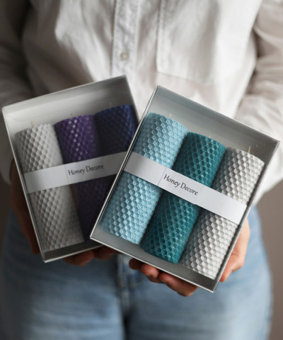 Медовые свечи, набор из 3шт., цвета в ассортименте