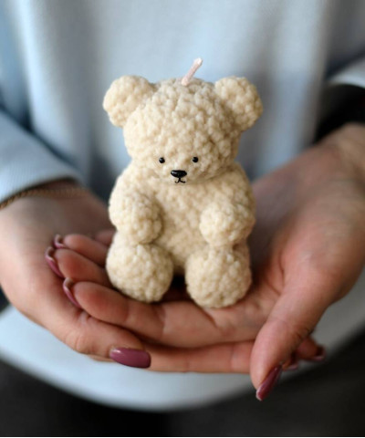 "Кудряш" Медведь свеча h8.5см., цвет в ассортименте