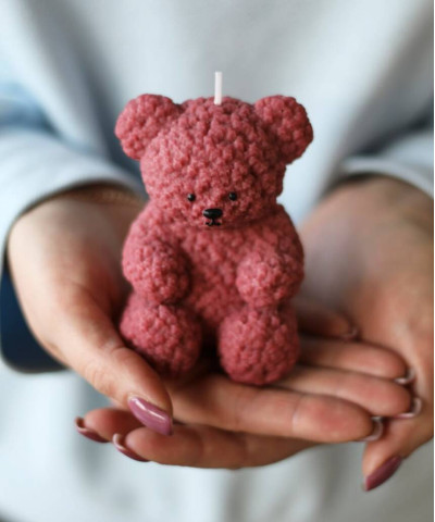 "Кудряш" Медведь свеча h8.5см., цвет в ассортименте