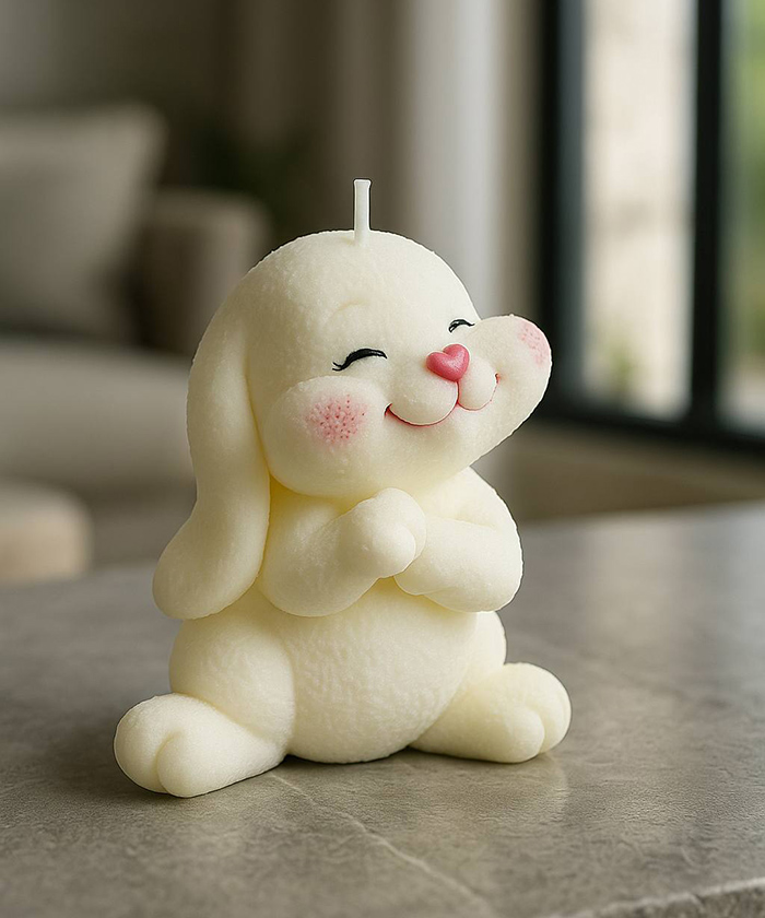 Зайчик милый, свеча h7.5см