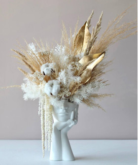 Сухоцветы в вазе "Силуэт", белый