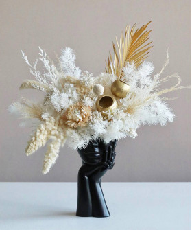 Сухоцветы в вазе "Силуэт", чёрный