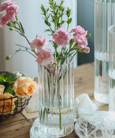 Ваза Трубка Грани d10*H20 стекло