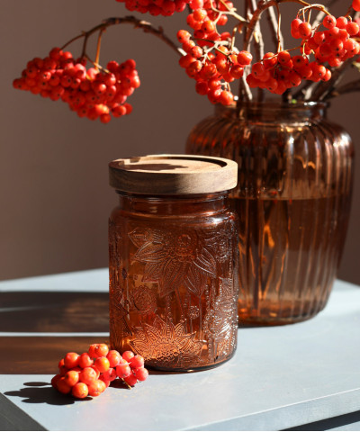 Ваза "Браун" с крышкой, 17 см