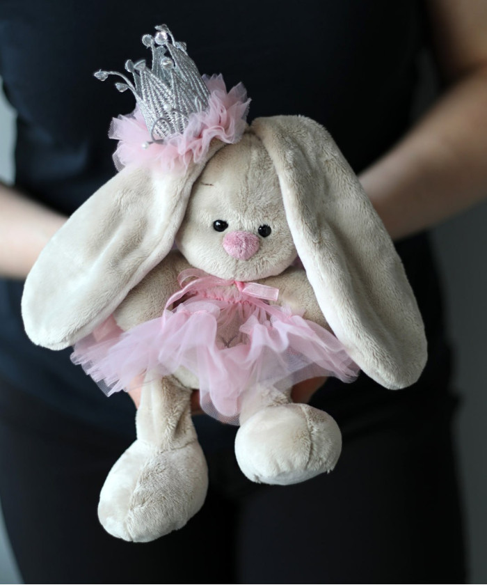 Зайка Ми с короной, 15 см мягкая игрушка