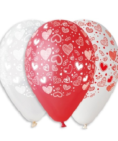 Шар 12" Сердца микс латекс