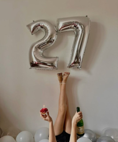 Шар фольга 40" Цифра, СЕРЕБРО