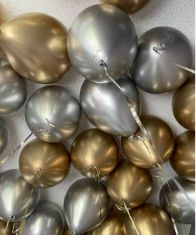 Шар 14" серебро хром латекс, 1 шт