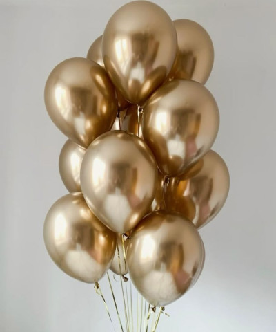 Шар 14" золото хром латекс