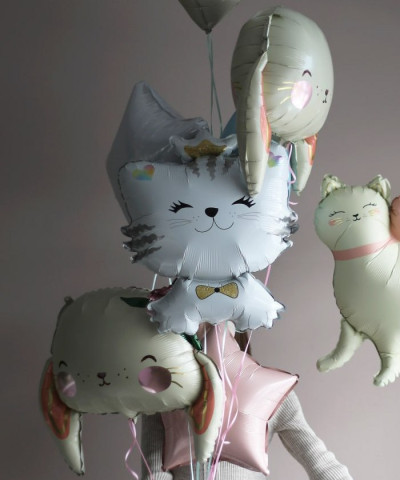 Шар фольга Кошка королева 26", белый