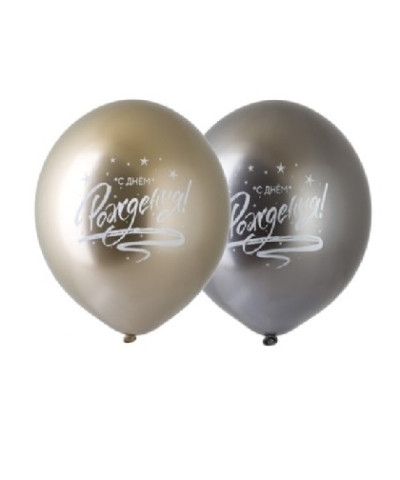 Шар 18" С Днем Рождения хром латекс