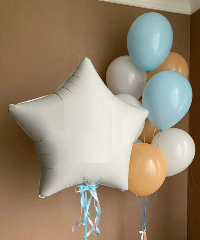 Шар фольга Звезда 36" белый пастель