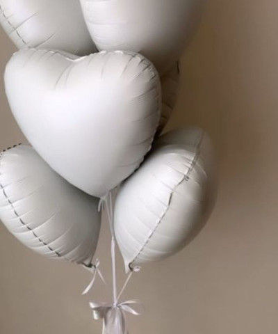 Шар фольга Сердце 18" белый пастель
