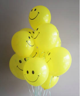 Шар 12" Желтый Смайл латекс 