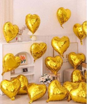 Шар фольга Сердце 18" Металл Золото